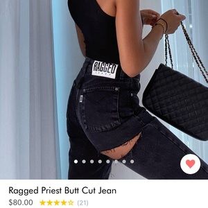 Ragged priest butt cut out jean